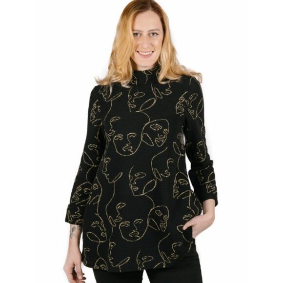 Shannon Passero Design Face Print Leora Pullover Tunic, S - Picture 1 of 11